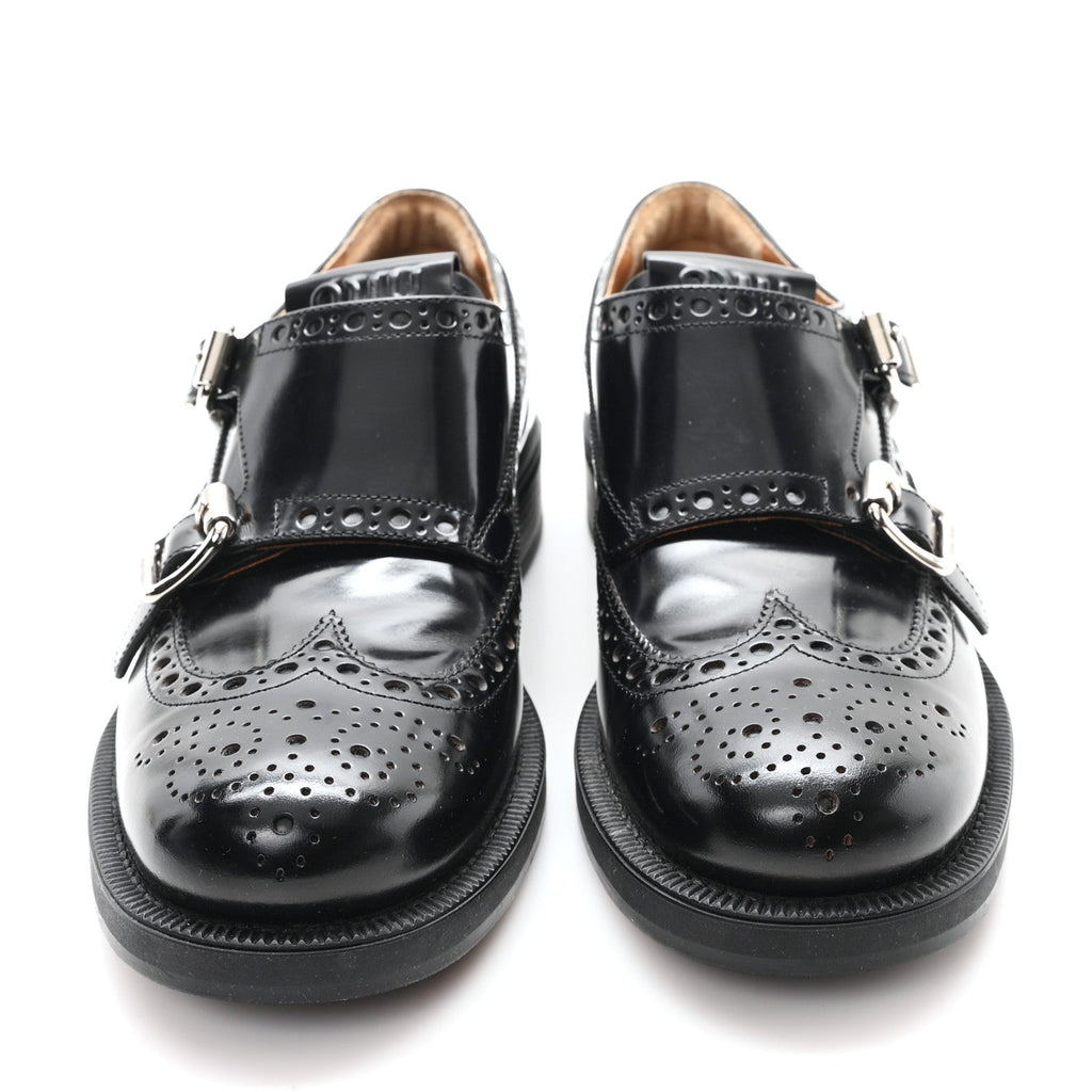 Miu Miu X CHURCH'S Shiny Calfskin Double Monk Loafer 36.5 Black