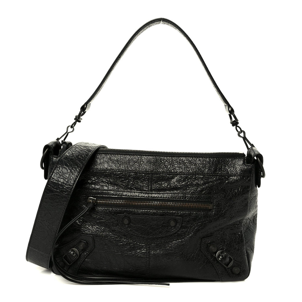 Balenciaga Agneau Arena Storico Classic Hardware Small Le City Moto Black