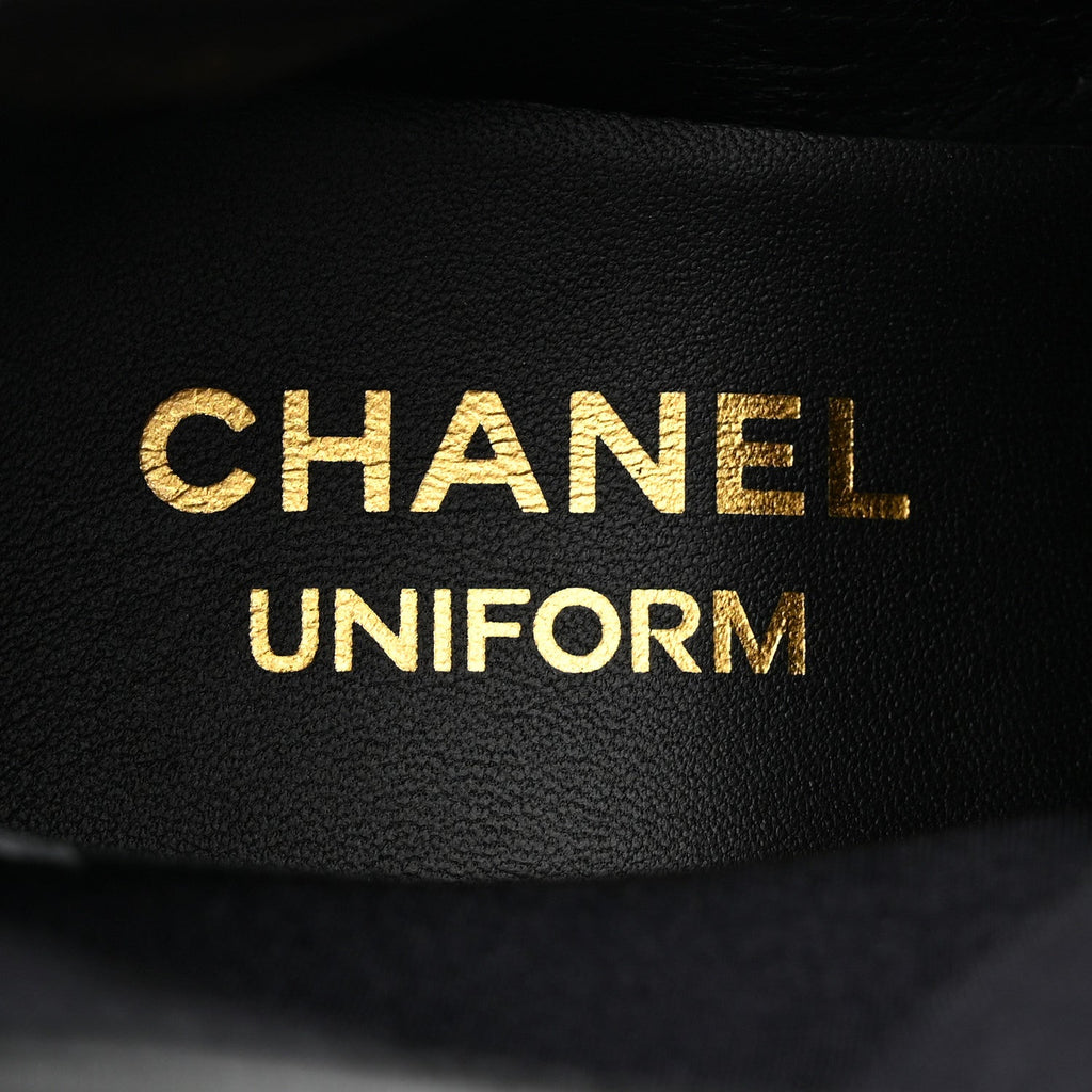Chanel Stretch Lambskin Cap Toe CC Uniform Short Boots 36 Black