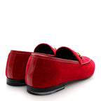 Gucci Velvet Horsebit Womens Jordaan Loafers 37 Hibiscus Red