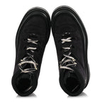 Chanel Suede Grained Calfskin CC Lace Up Boots 38 Black