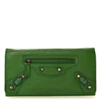 Balenciaga Agneau Classic Hardware Money Wallet Vert Poker