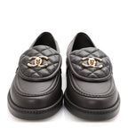 Chanel Lambskin Quilted CC Turnlock Loafers 38.5 Dark Brown