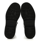 Chanel Calfskin Grosgrain Quilted Lace Up Boots 38.5 Black Grey