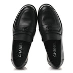 Chanel Calfskin CC Platform Loafers 38 Black
