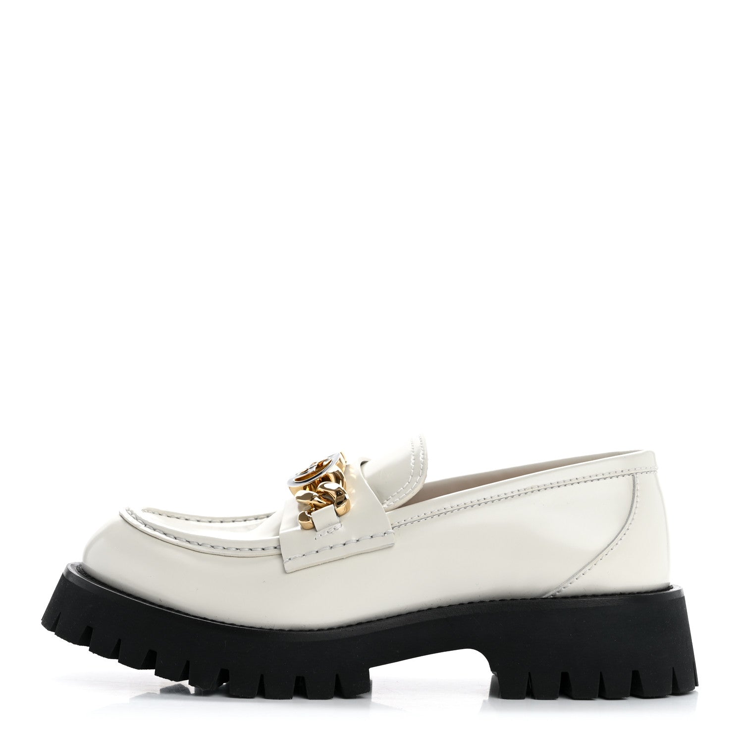 Gucci Cordovan Lux Womens Jeanne Platform Lug Sole 30/45mm Loafers 39.5 White