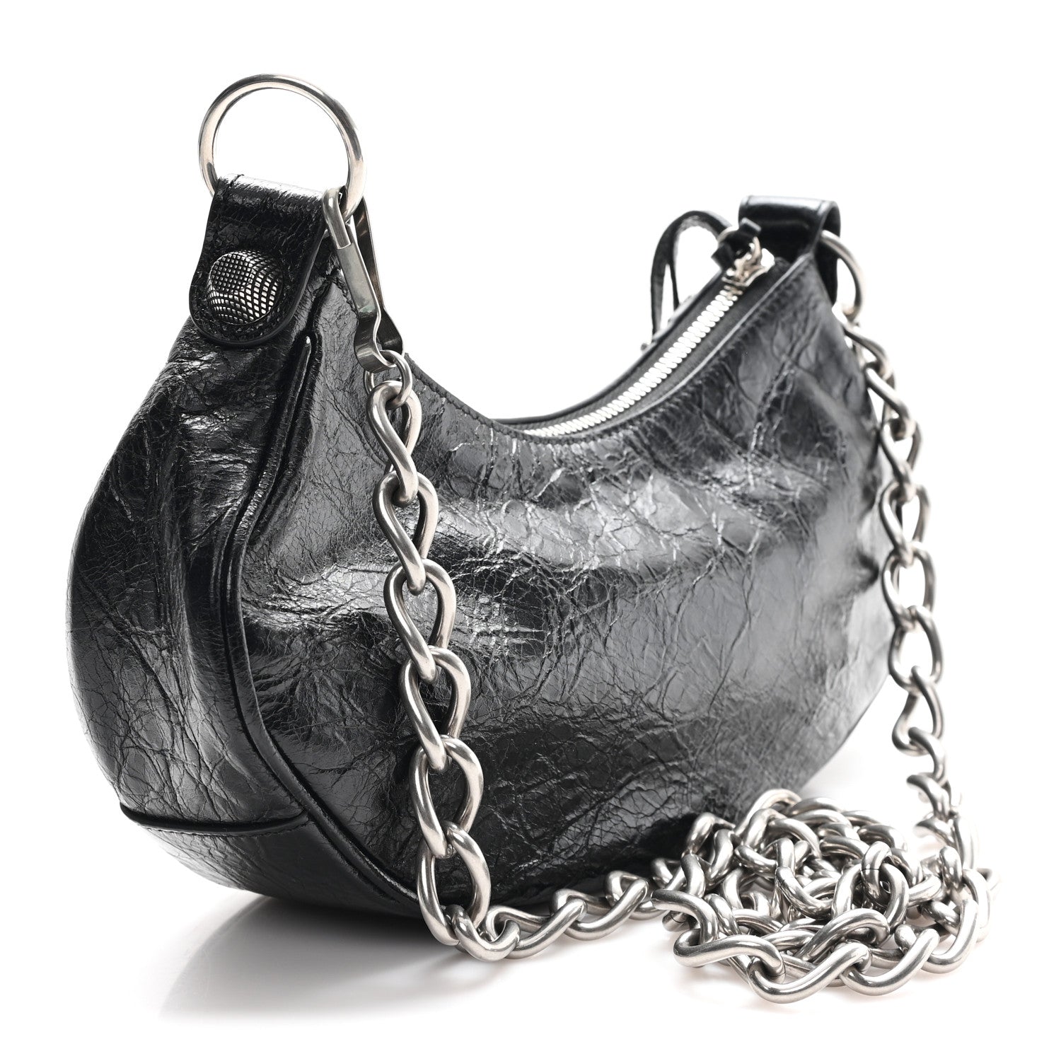 Balenciaga Agneau Arena Le Cagole Chain Shoulder Bag XS Black