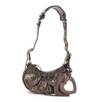 Balenciaga Metallic Agneau Arena Le Cagole Shoulder Bag XS Dark Bronze