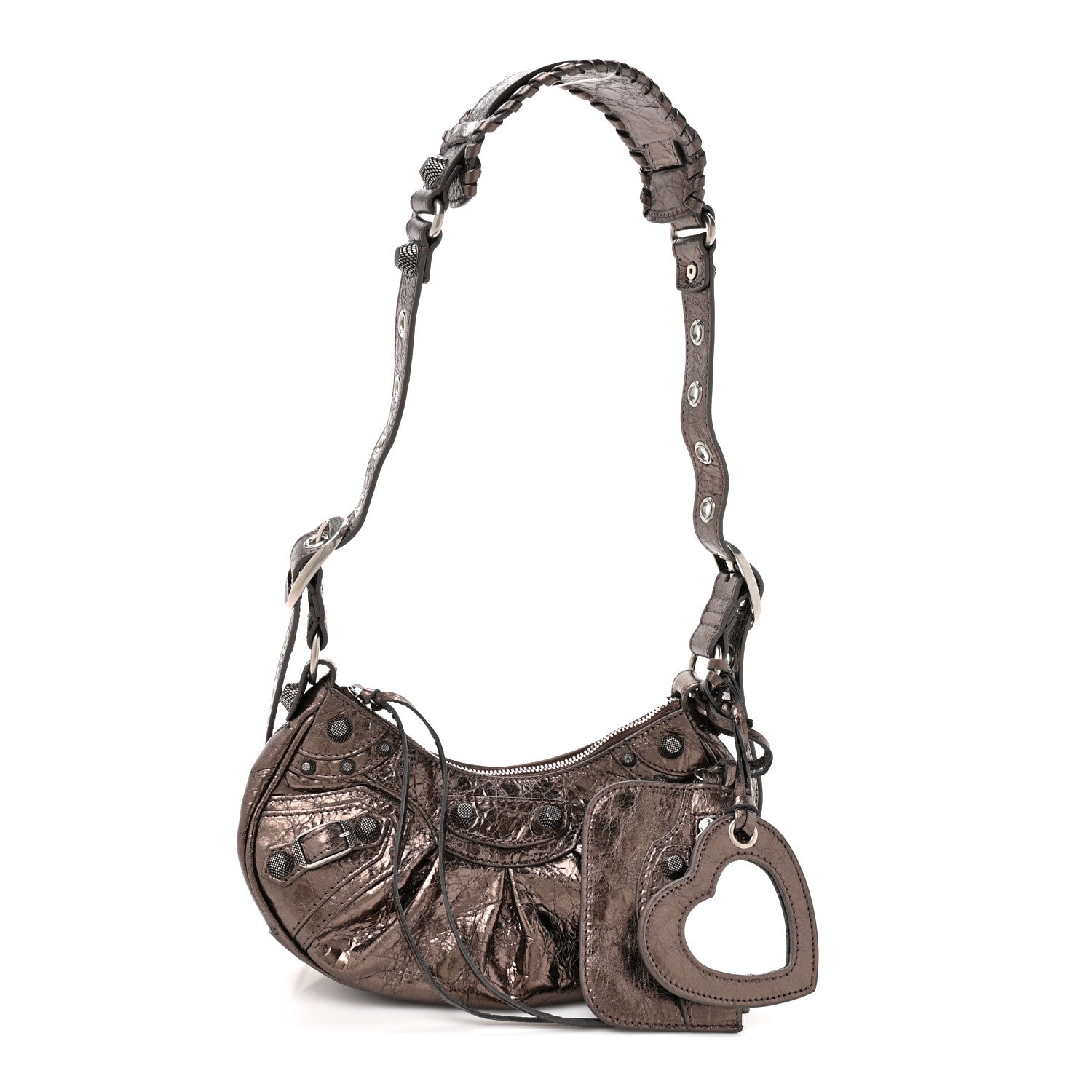 Balenciaga Metallic Agneau Arena Le Cagole Shoulder Bag XS Dark Bronze