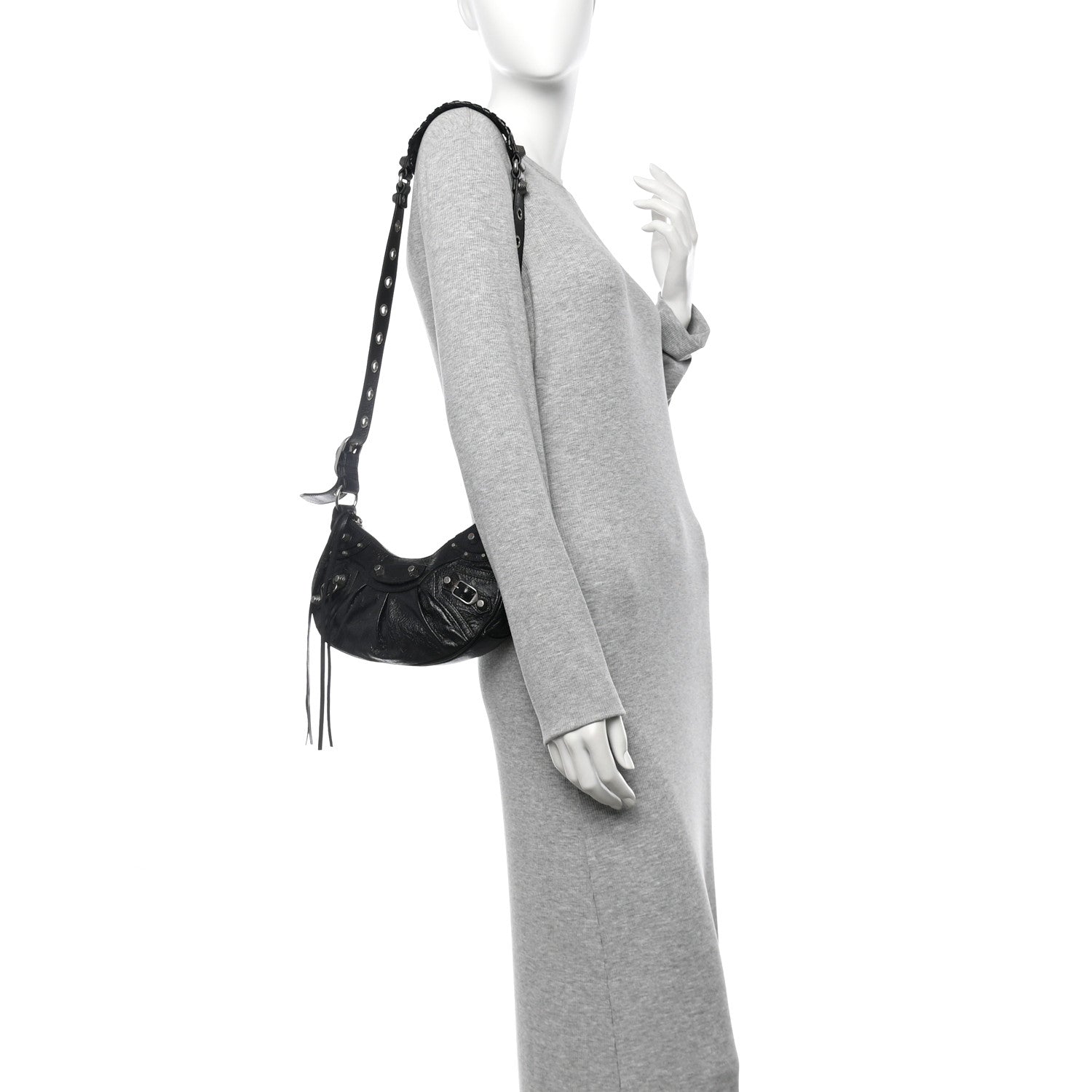 Balenciaga Agneau Arena Le Cagole Shoulder Bag XS Black