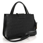 Balenciaga Calfskin Crocodile Embossed Medium Sharp Tote Black