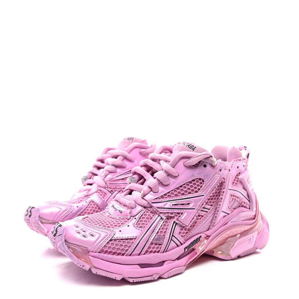 Balenciaga Mesh Rubber Distressed Womens Runner Sneakers 35 Pink