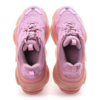Balenciaga Fabric Mesh Clear Sole Womens Triple S Sneakers 38 Pink