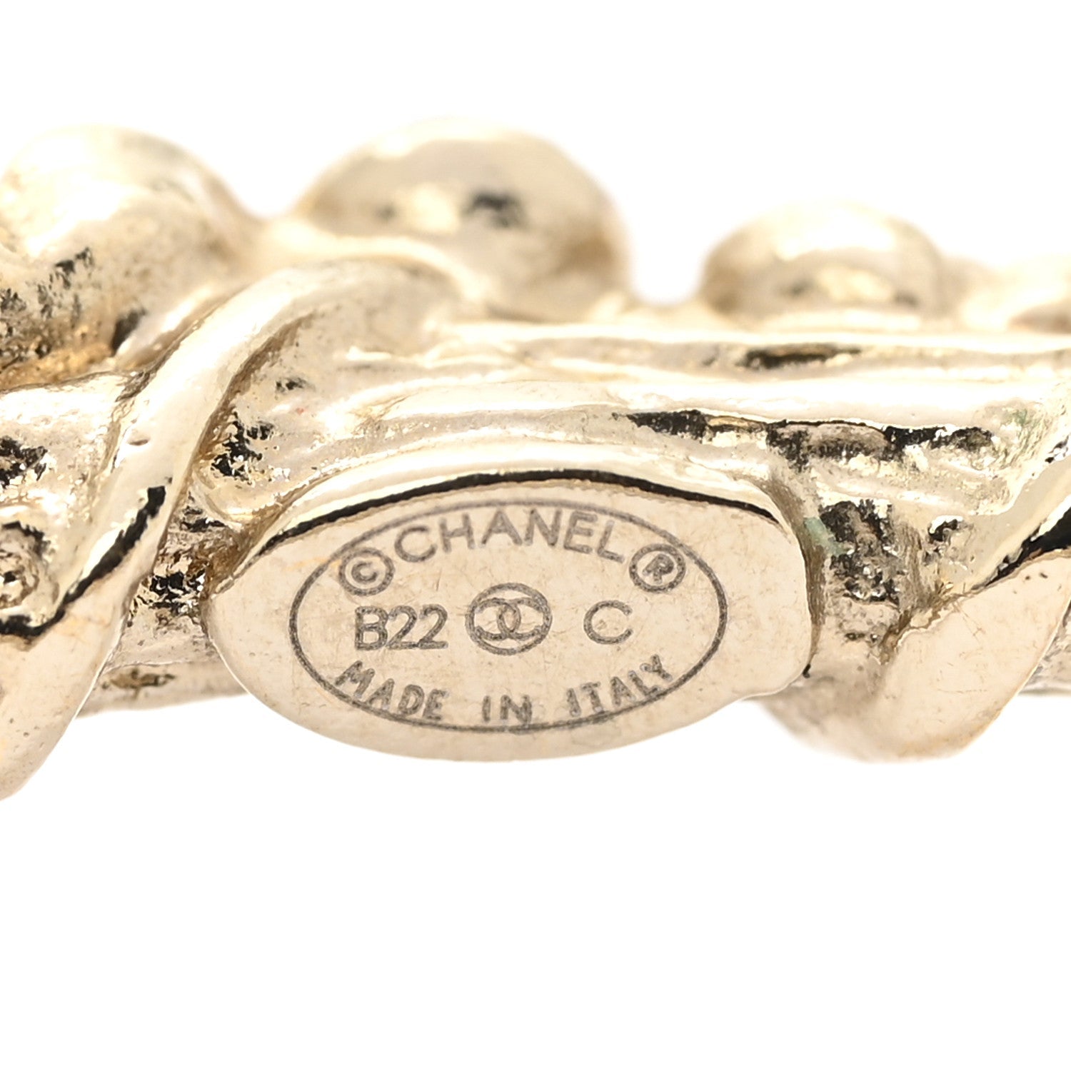Chanel Crystal Camellia CC Hoop Earrings Gold