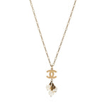 Chanel Pearl CC Logo Drop Necklace Gold