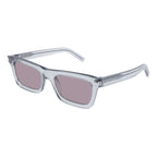 Saint Laurent Sunglasses Rectangle Full Rim, Shiny Black Frame and Solid Blue Lens SL461BETTY009