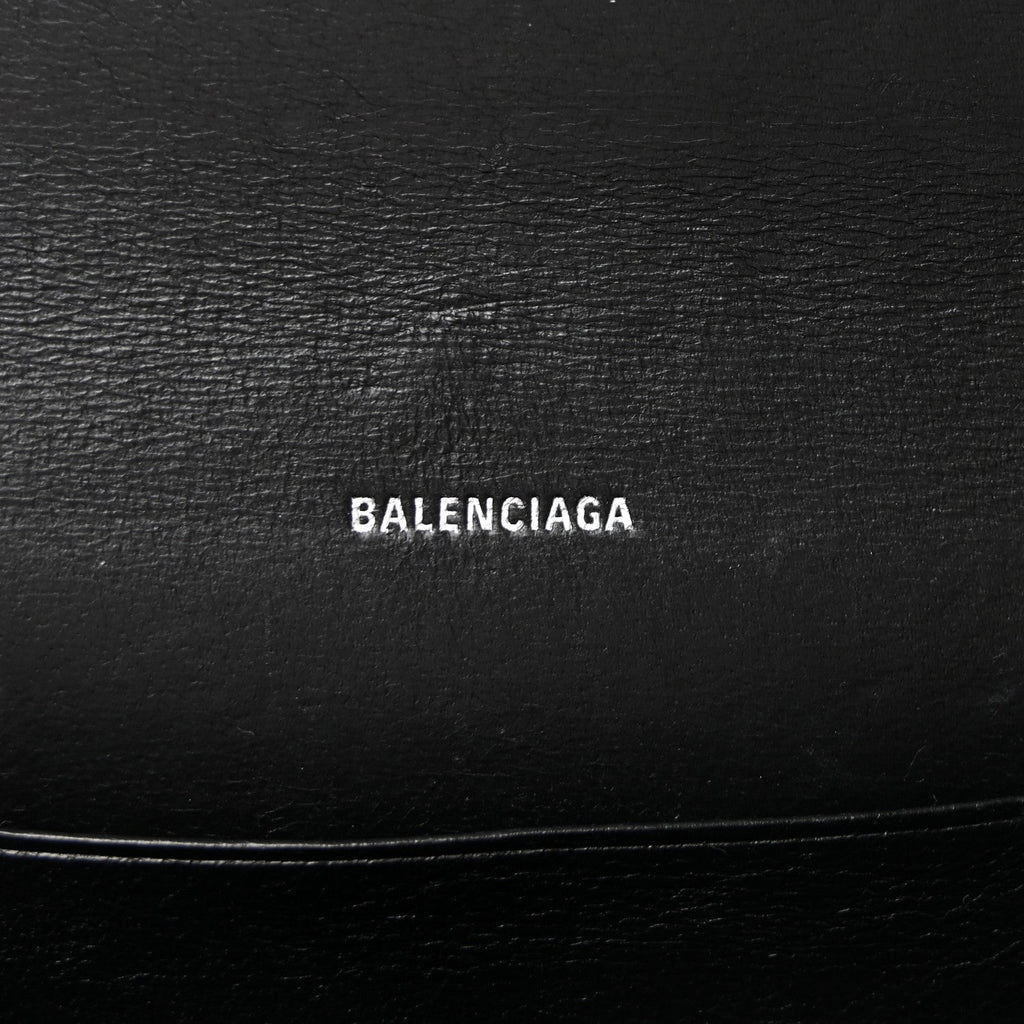 Balenciaga Grained Calfskin Logo Cash Phone Holder Wallet On Chain Black