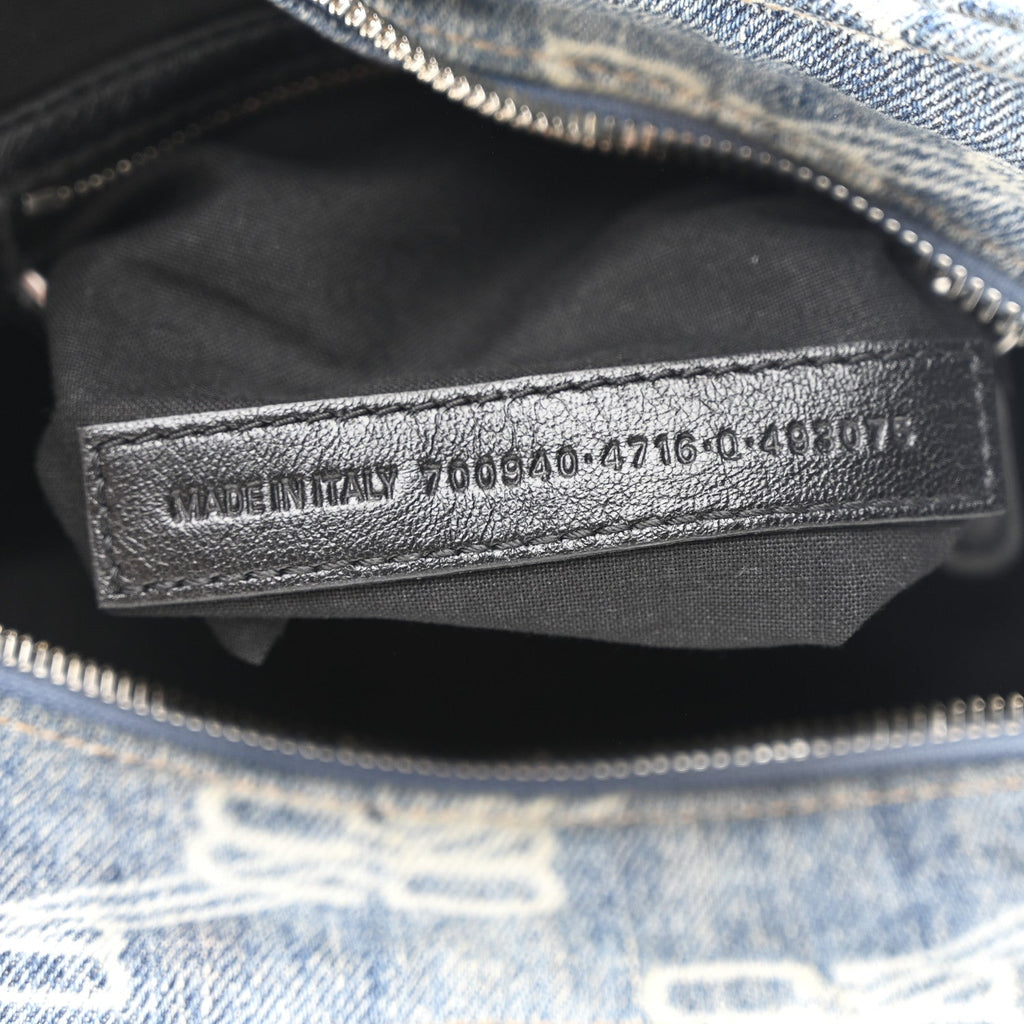 Balenciaga Denim BB Monogram Neo Cagole Handbag XS Blue
