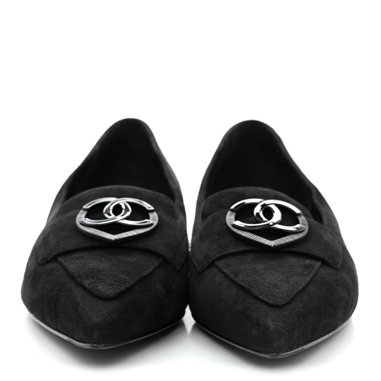 Chanel Suede Heart CC Loafers 40.5 Black