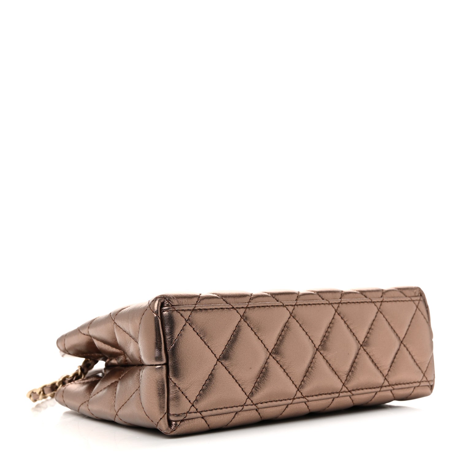 Chanel Metallic Aged Calfskin Quilted Nano Kelly Shopper Light Brown