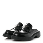 Prada Spazzolato Triangle 40mm Loafer Mules 37 Black