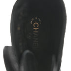 Chanel Shiny Goatskin Calfskin Quilted Lace Up Combat Boots 36.5 Black