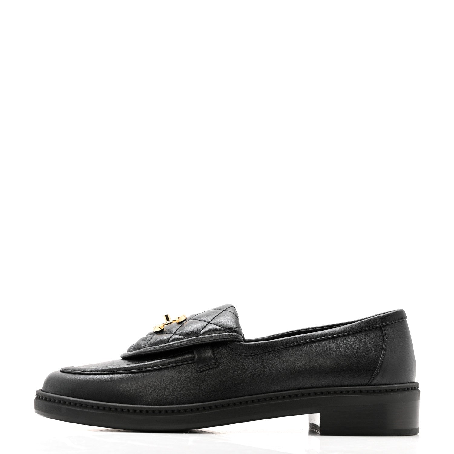 Chanel Lambskin Quilted CC Turnlock Loafers 38 Black