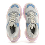 Balenciaga Fabric Mesh Clear Sole Womens Triple S Sneakers 36 Light Blue Grey Lilac White
