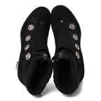 Chanel Suede Calfskin Knit Button Ankle Boots 36.5 Black