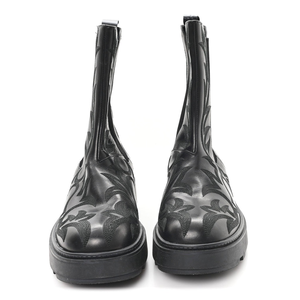 Miu Miu Calfskin Flame Chelsea Boots 41  Black
