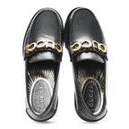 Gucci Goatskin Womens Logo 15mm Loafers 35.5 Black