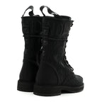 Fendi Mesh Canvas Embroidered Womens Lace Up Boots 36 Black