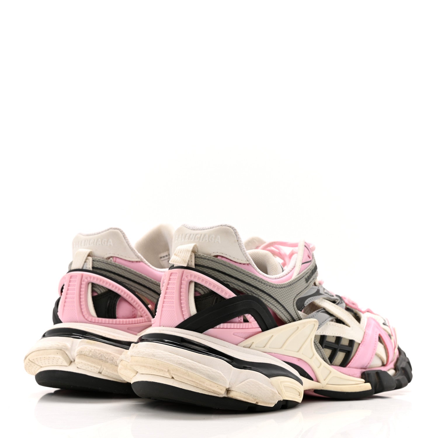 Balenciaga Mesh Nubuck Effect Fabric LED Womens Track Sneakers 38 Grey Pink Black