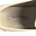 Chanel Shiny Calfskin Logo Loafers 38.5 Beige