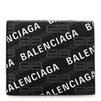 Balenciaga Coated Canvas BB Monogram Allover Logo Card Holder Wallet Black Grey White