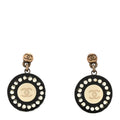 Chanel Resin Crystal CC Drop Earrings Black White