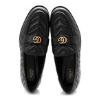 Gucci Nappa Matelasse Double G Marmont Loafers 42 Black
