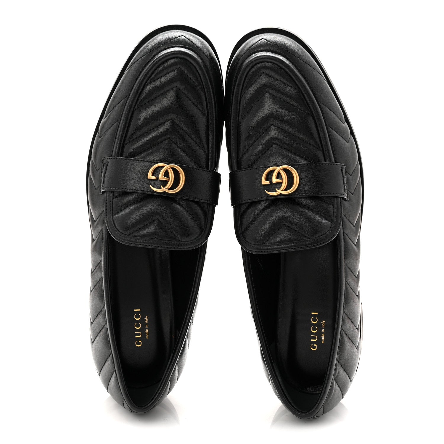 Gucci Nappa Matelasse Double G Marmont Loafers 42 Black