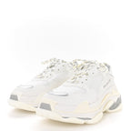Balenciaga Fabric Mesh Bi-Color Womens Triple S Sneakers 40 White Metal Grey