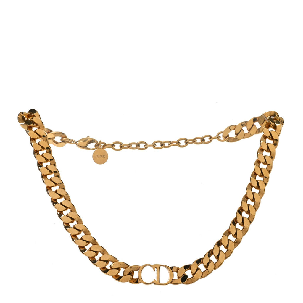 Christian Dior Metal CD Choker Necklace Gold