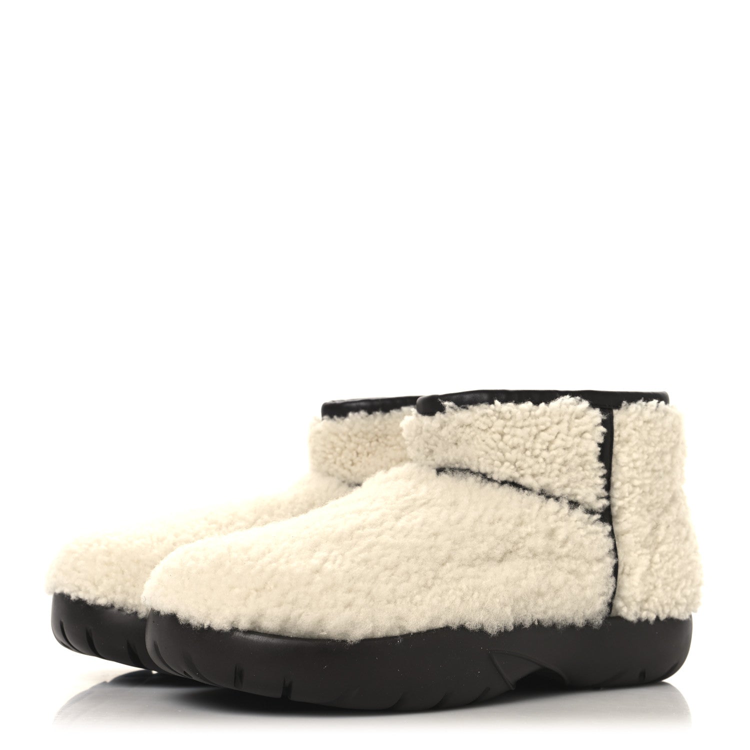 Bottega Veneta Shearling Snap Ankle Boots 40 White