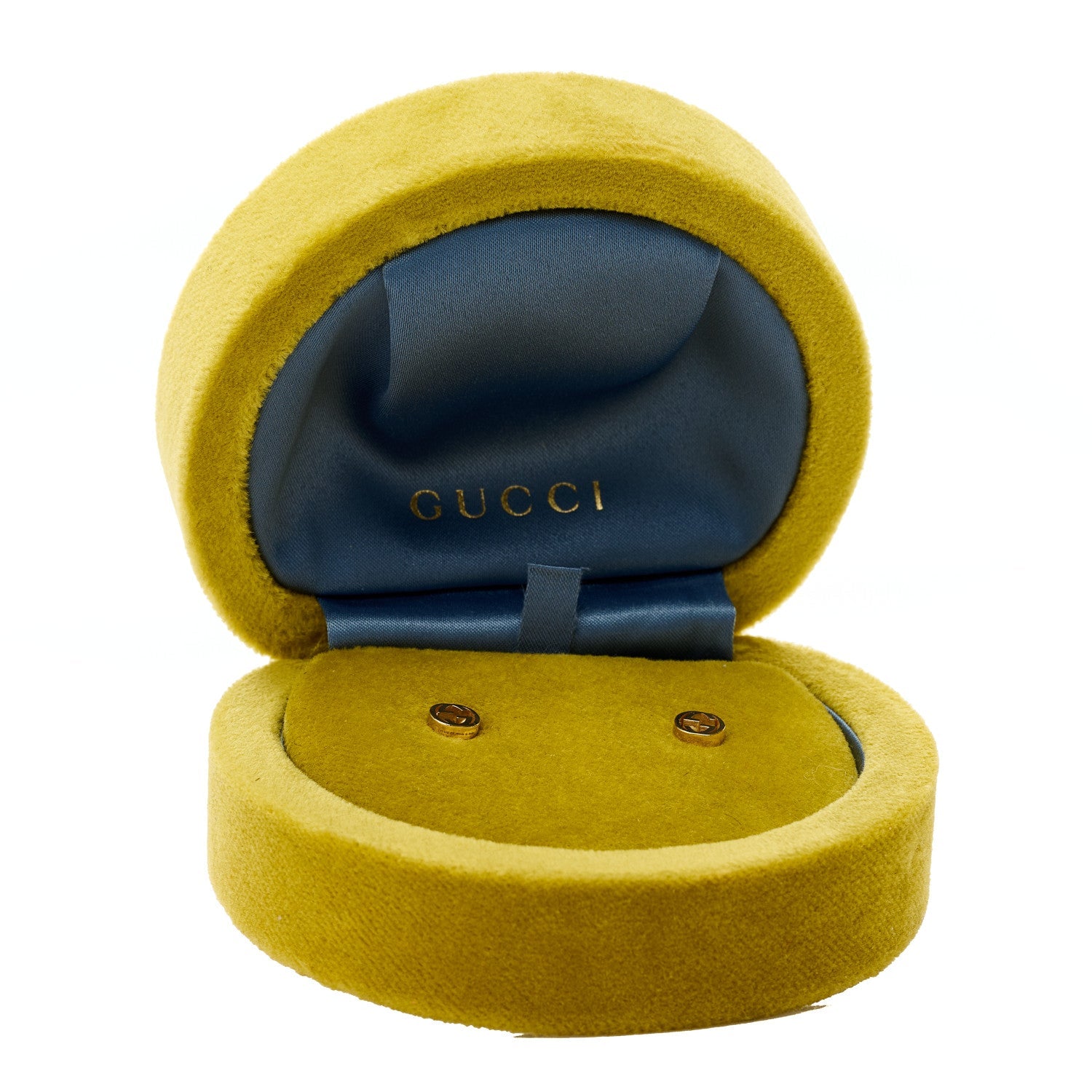 Gucci 18K Yellow Gold Interlocking G Stud Earrings