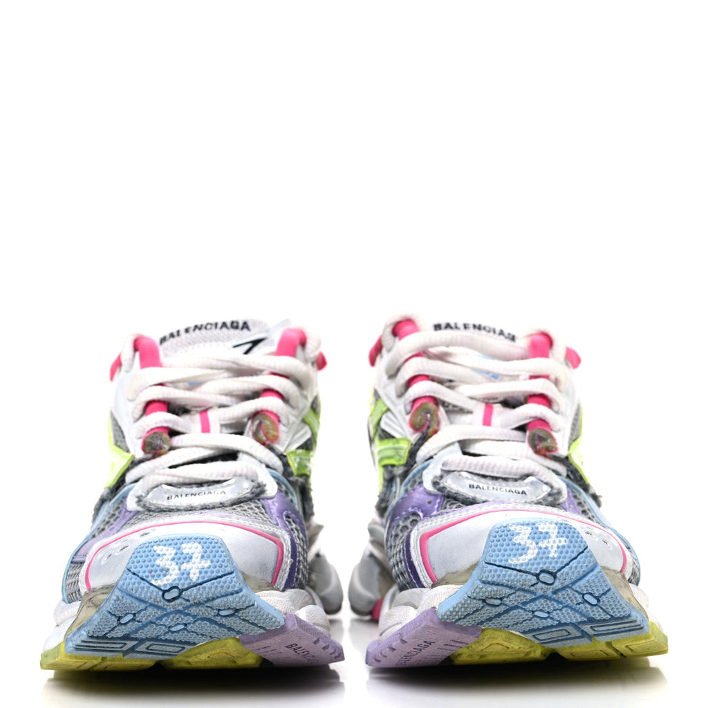 Balenciaga Mesh Rubber Womens Runner Sneakers 37 Multicolor