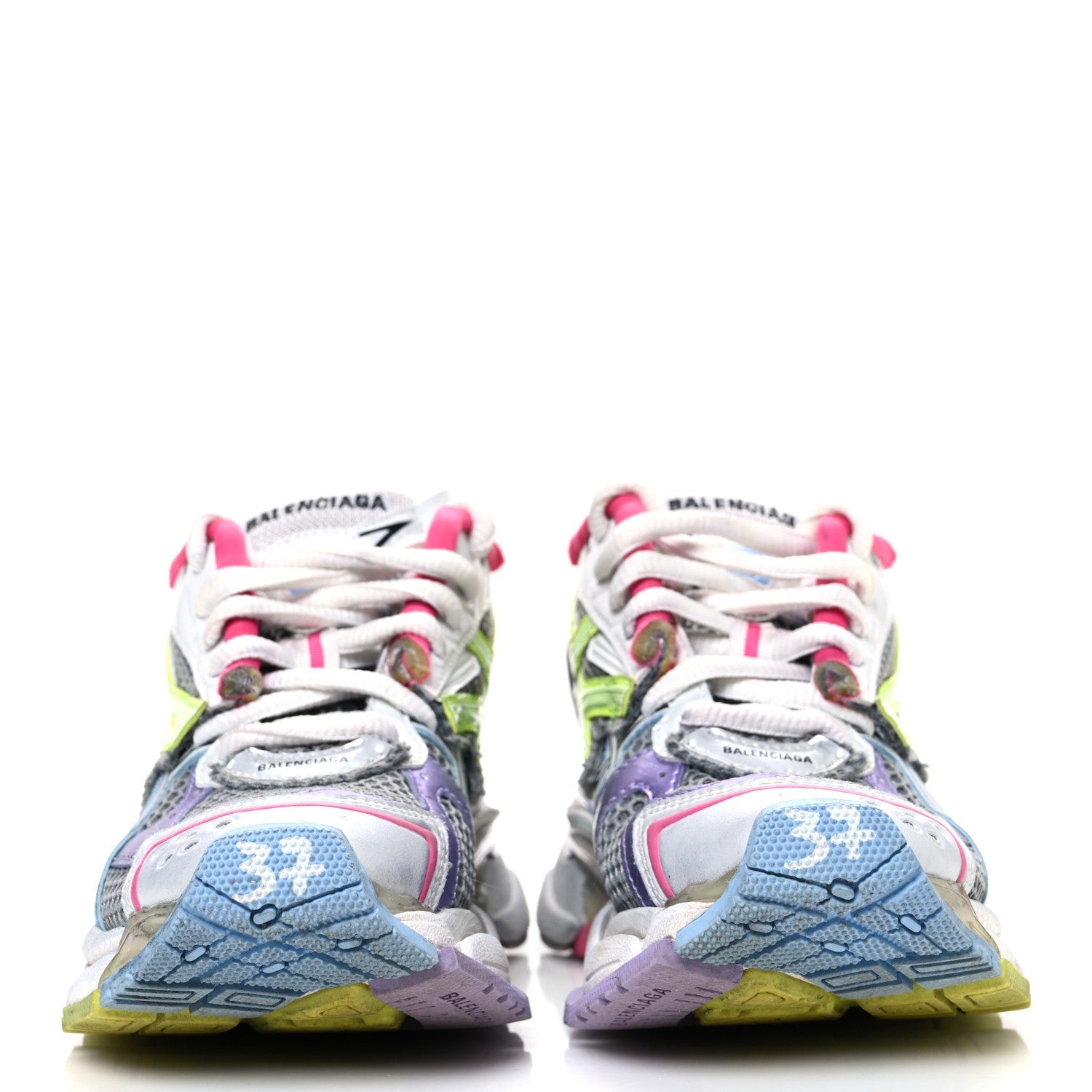 Balenciaga Mesh Rubber Womens Runner Sneakers 37 Multicolor