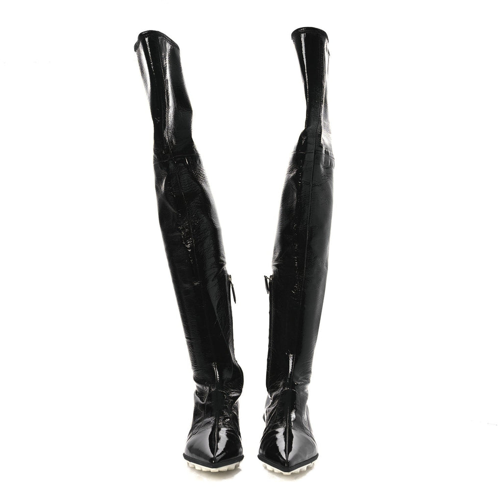 Miu Miu Nappa Stretch Knee High Heel Boot 36.5 Black