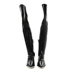 Miu Miu Nappa Stretch Knee High Heel Boot 36.5 Black