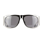 Saint Laurent Sunglasses Square Full Rim, Shiny Silver Frame and Grey Silver Mirror Lens SL636002