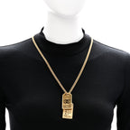 Chanel ID Dog Tag Charm Necklace Gold