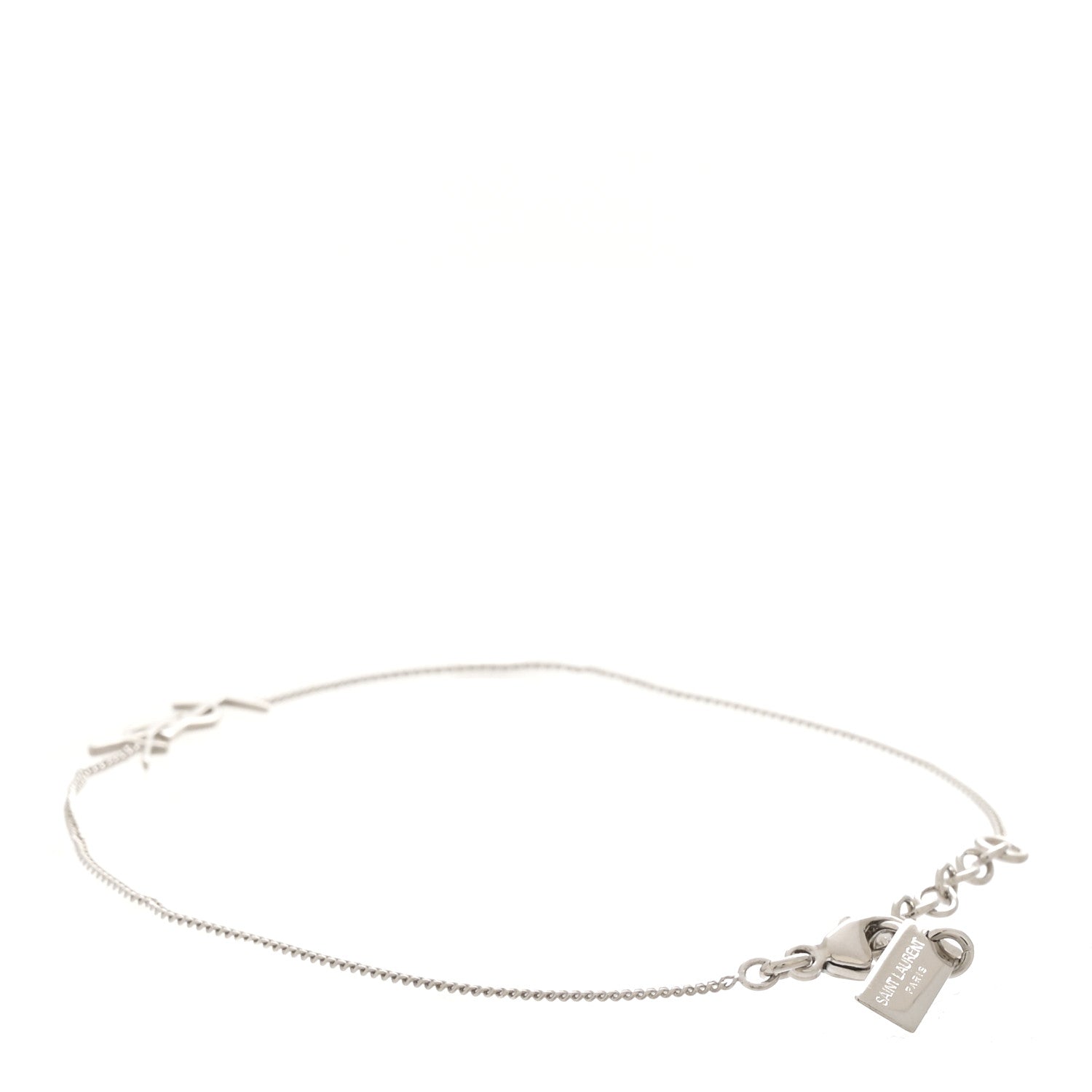 Saint Laurent Brass Monogram Charm Bracelet L Silver