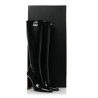 Saint Laurent Glazed Calfskin Auteuil 105mm Zip Boots 38 Black
